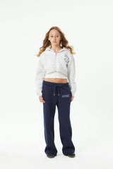 Mia White Grey French Terry Zip up Hoodie - Travel Set