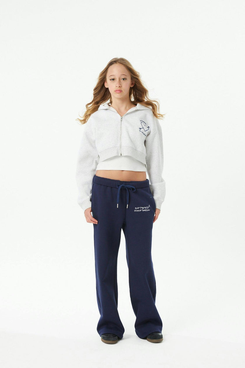 Mia White Grey French Terry Zip up Hoodie - Travel Set