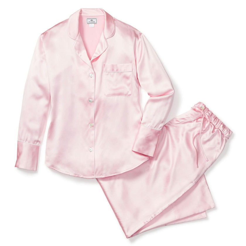 Women's Silk Pajama Set in Pink