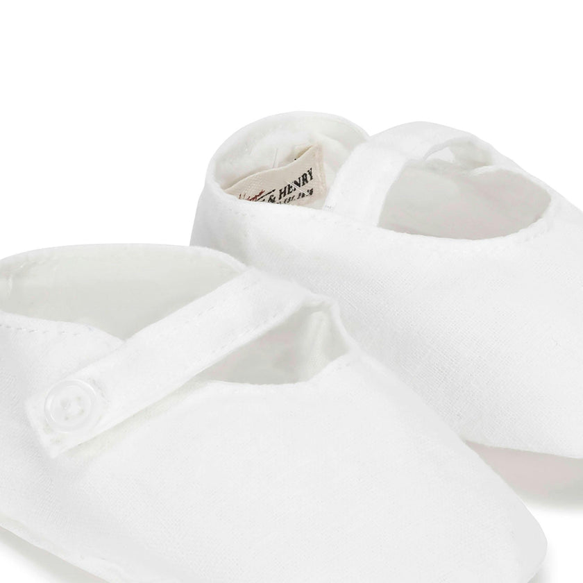 Linen Button Strap Soft Shoe