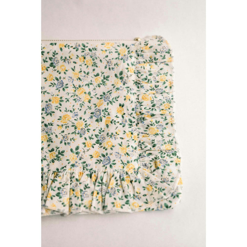Buttercup Bloom Timeless Floral Ruffle Zipper Pouch