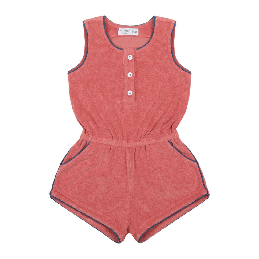 girls poppy red french terry romper