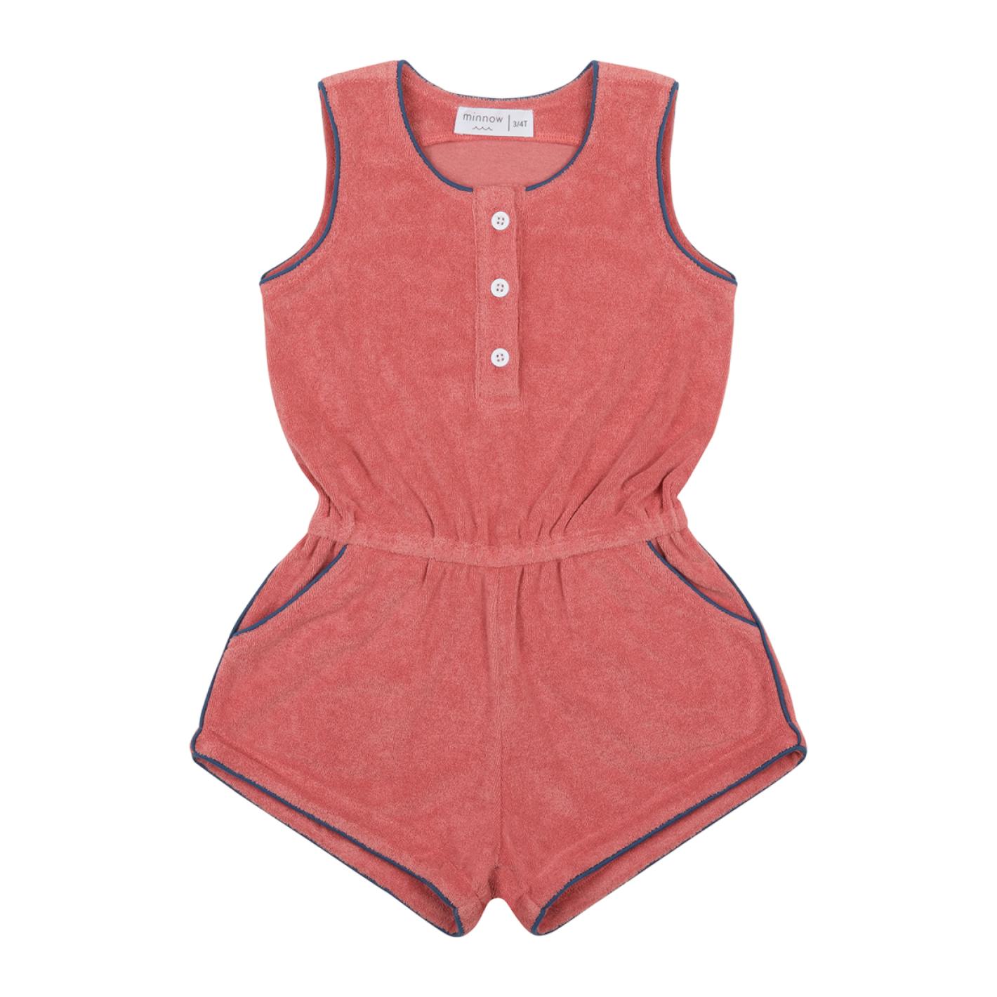 girls poppy red french terry romper