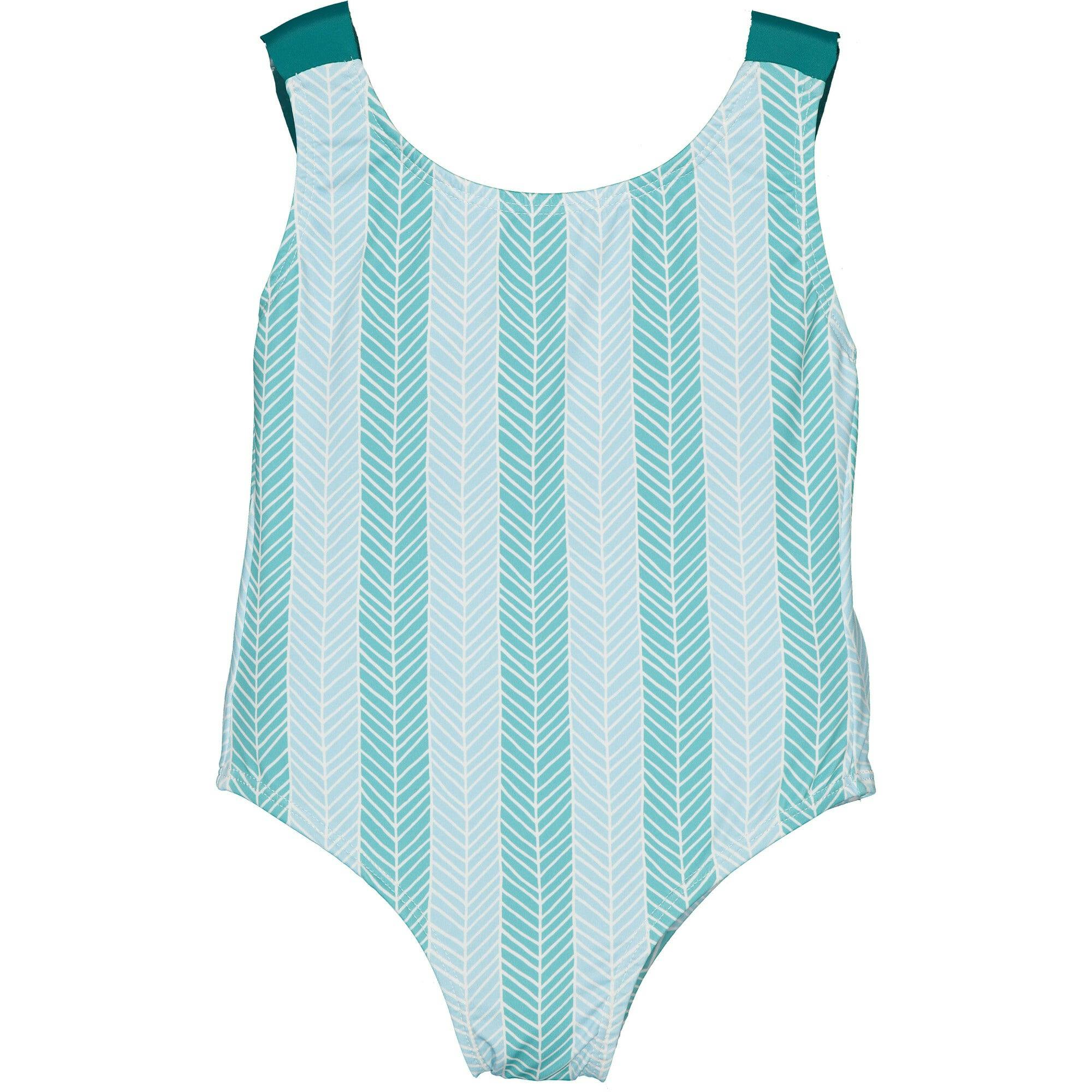 Herringbone Pattern Ruffle Strap Swimsuit, Multi