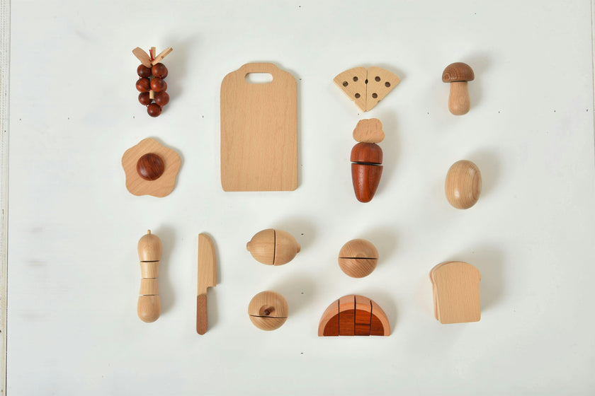Wooden Play Food Sets for Kids Kitchen