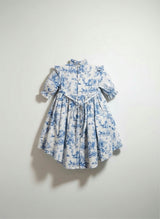 Aoki Blue Toile Dress | Short Sleeve