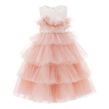 Pink Madera Tiered Tulle Dress