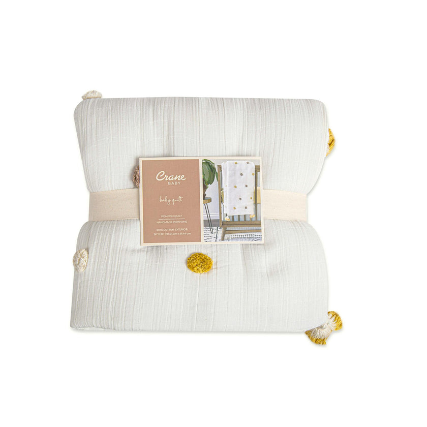 Kendi Cotton Muslin Pom Pom Baby Quilt