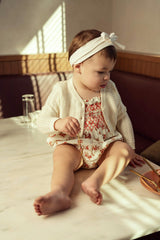 Knit Cropped Pointelle Button Front Cardigan