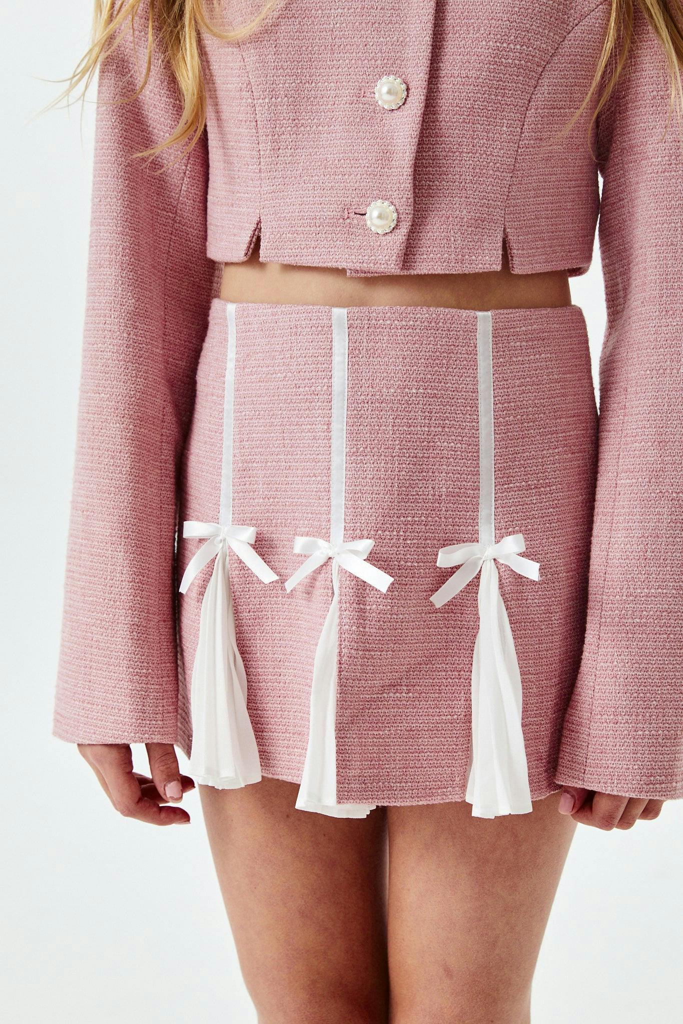 Leah Pink Tweed Two Piece Set