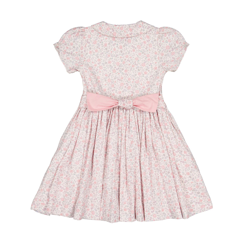 Violette Pink Floral Short Puff Smocked Dress