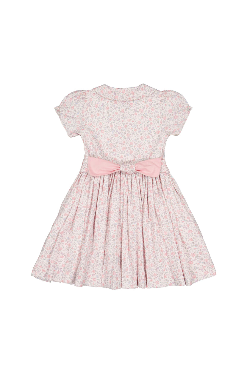 Violette Pink Floral Short Puff Smocked Dress