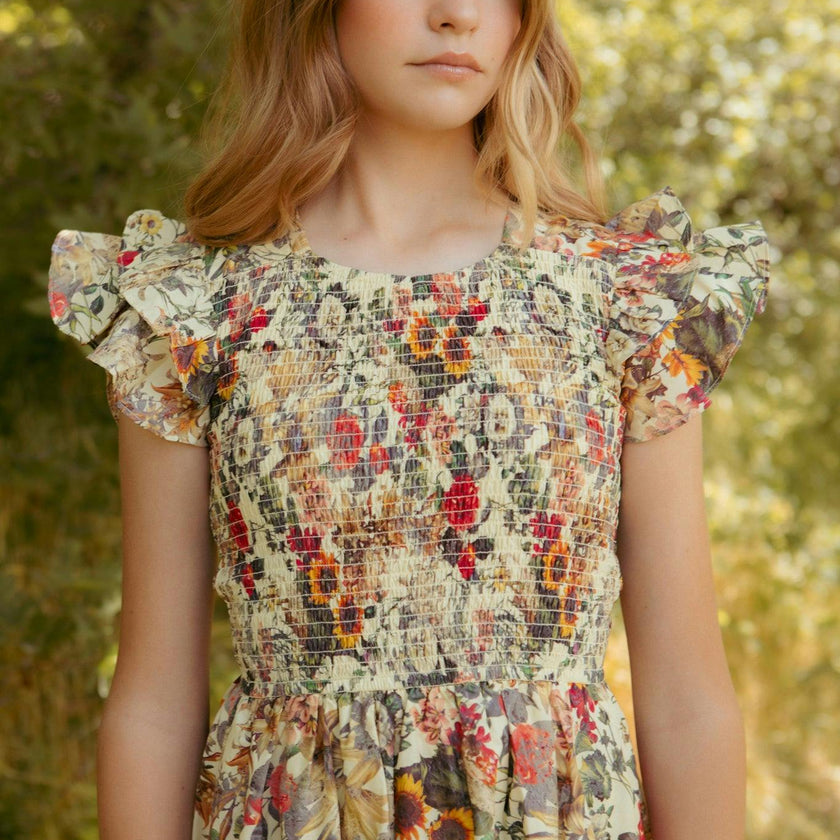 Mini Hattie Dress in Rose Vine