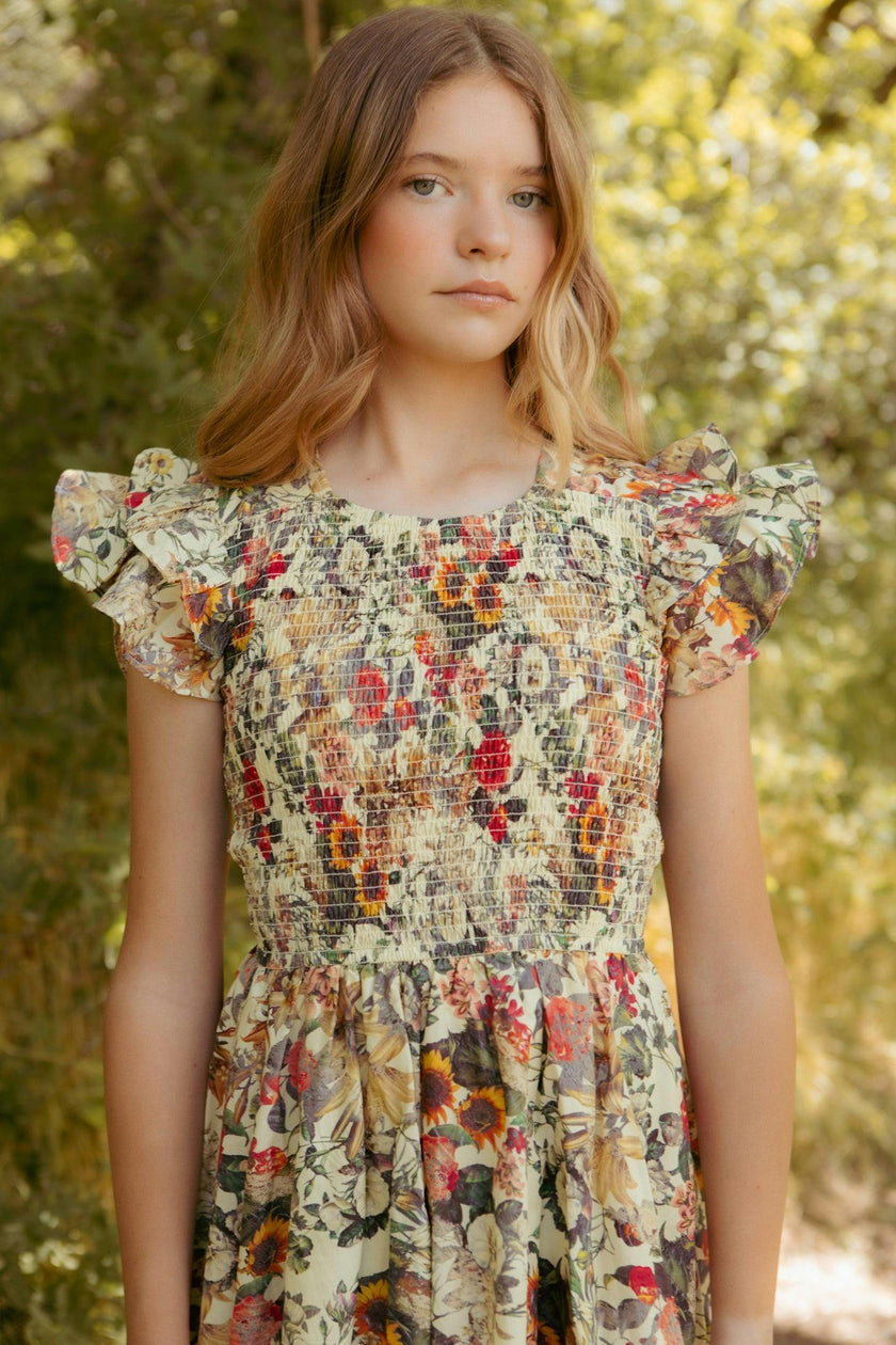 Mini Hattie Dress in Rose Vine