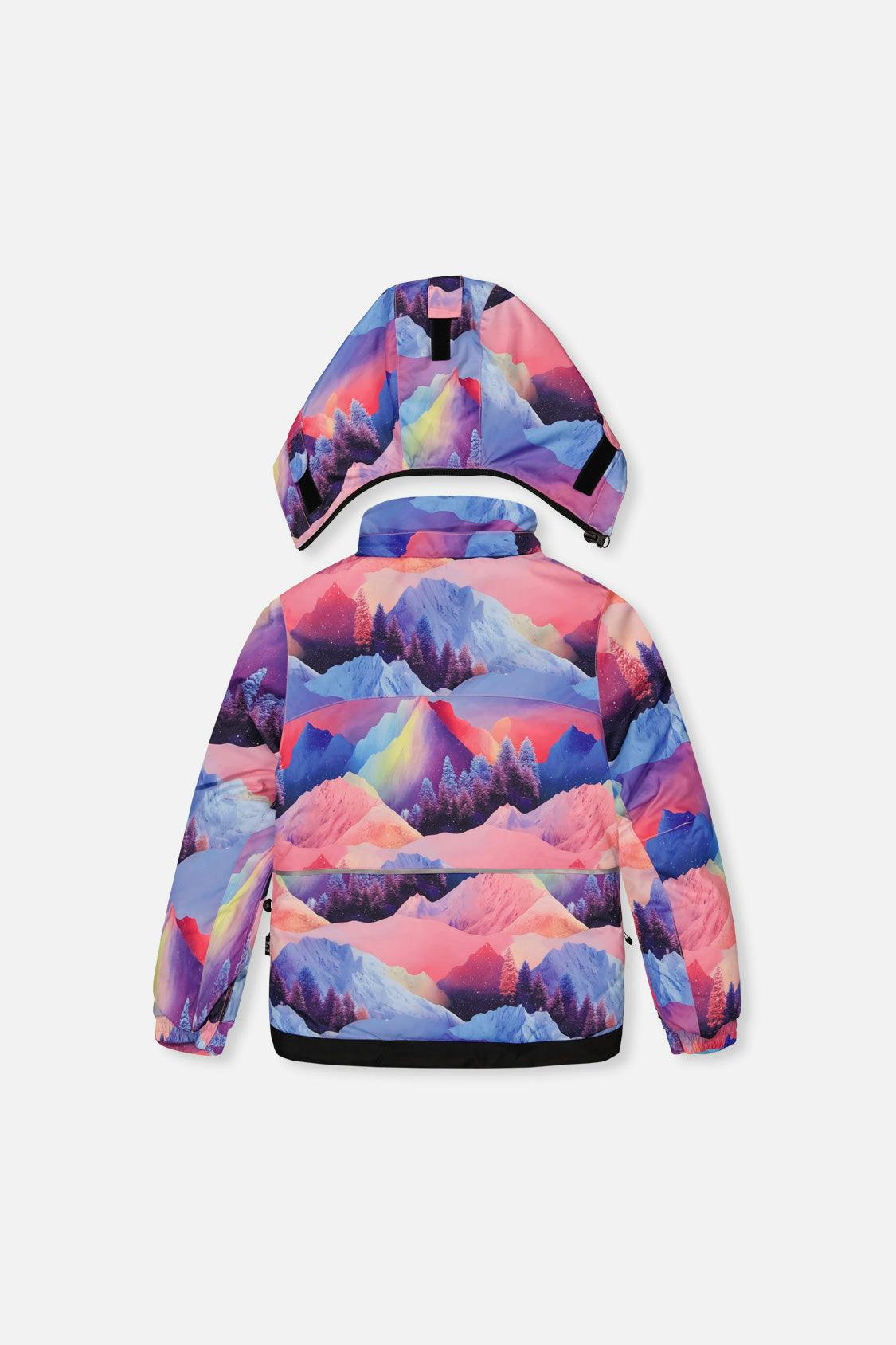 Two Piece Play Snowsuit Pink Mountain Print With Blue Pants