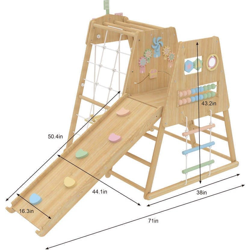 Avenlur Cherry 5-in-1 Wooden Indoor Climber – Montessori Play Gym for Toddlers & Kids