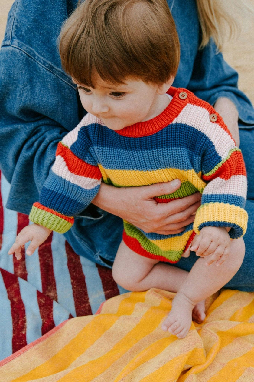 Canela Baby Jumper Tulip Red Multicolor Stripes