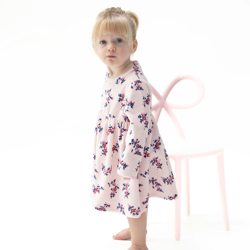 Nora Floral Velour - Long Sleeve Empire Waist Dress and Bloomer
