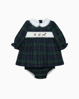Baby Plaid Reindeer Smocked Dress