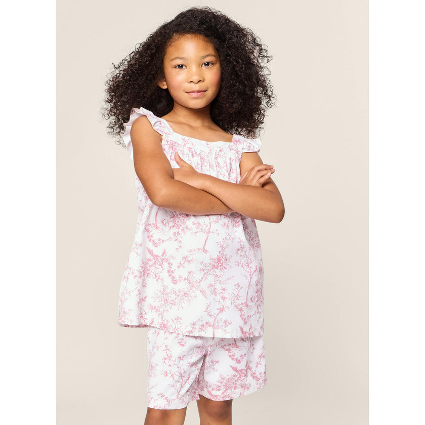 Girl's Twill Clara Short Set in Pink Timeless Toile