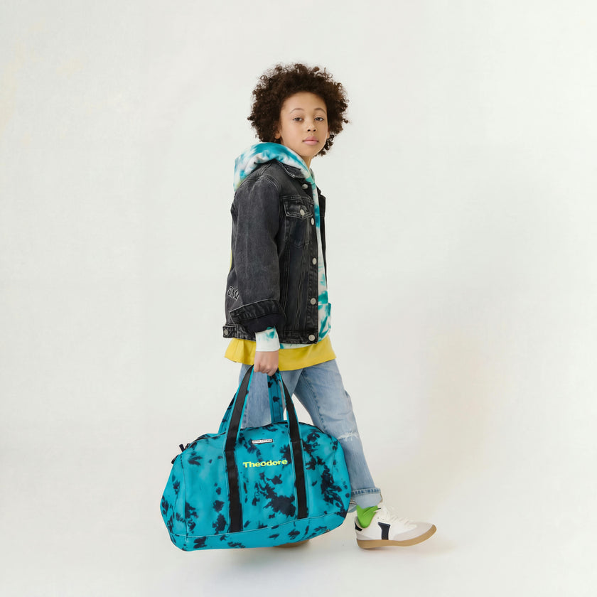 Personalized Kids Duffle Bag, Blue Tie Dye