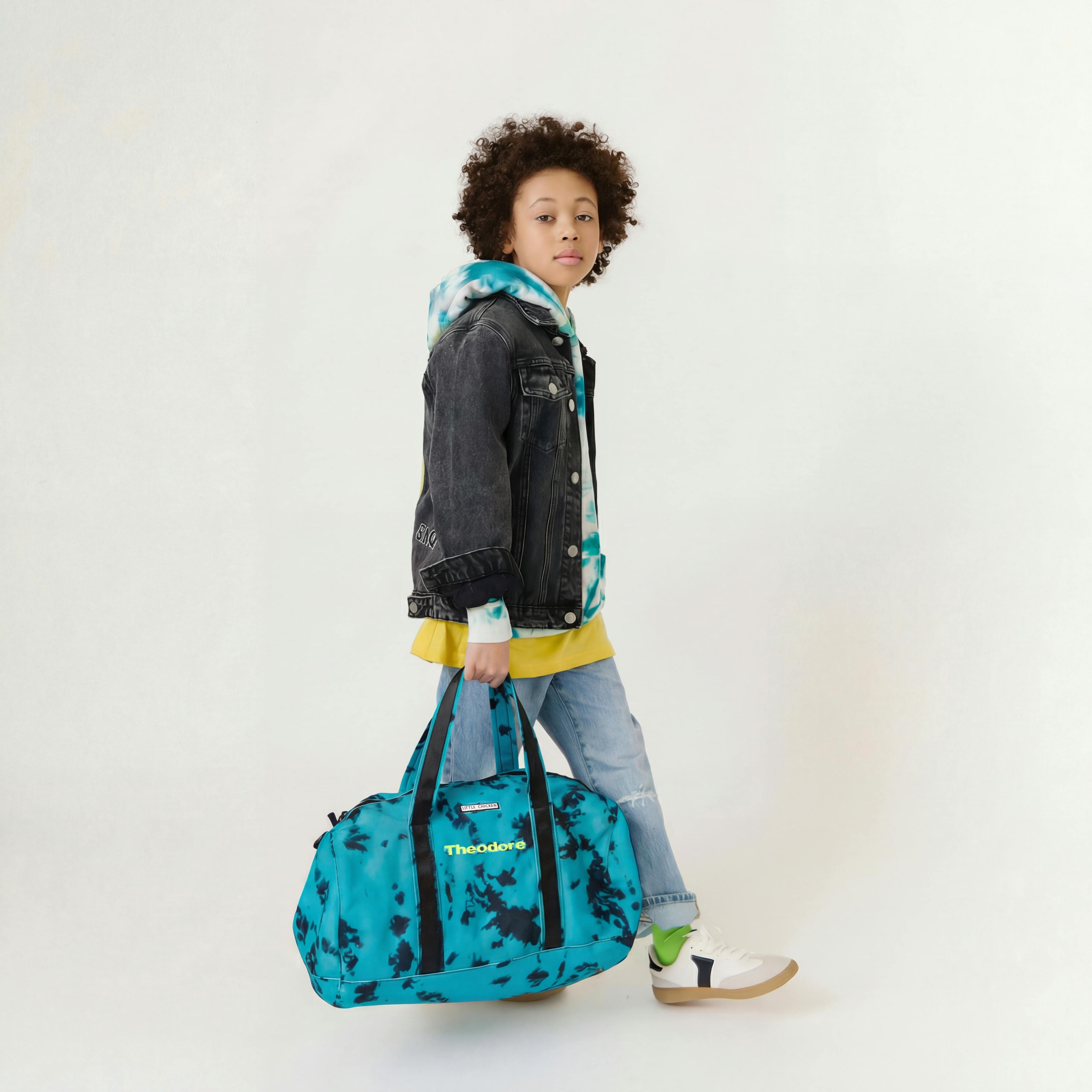Personalized Kids Duffle Bag, Blue Tie Dye