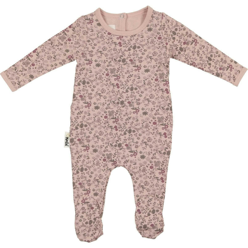 Elegant Floral Footie and Beanie Set