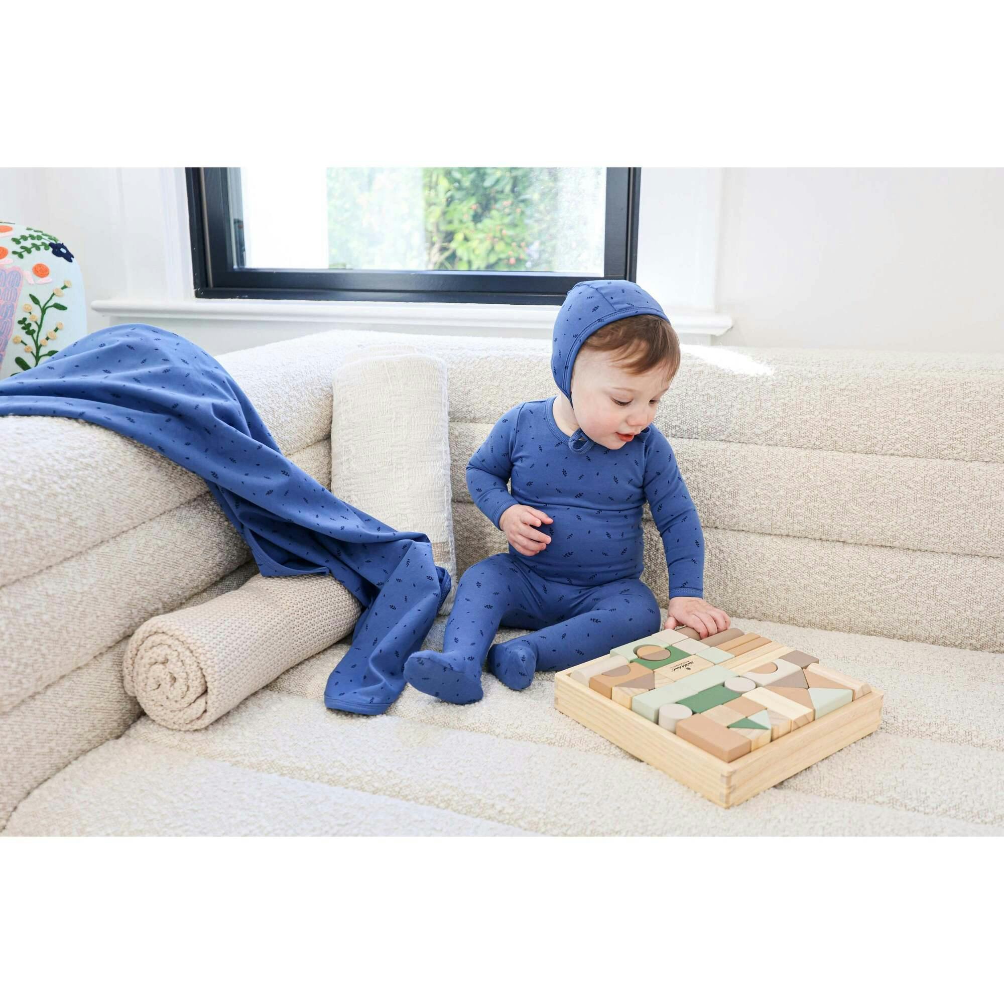 Elegant Leaves Footie and Beanie Set