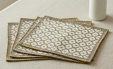 Artisan Hand Loomed Placemat - Gray Yellow Stitching - 14" x 19"- Set of 4 Arcadia Home