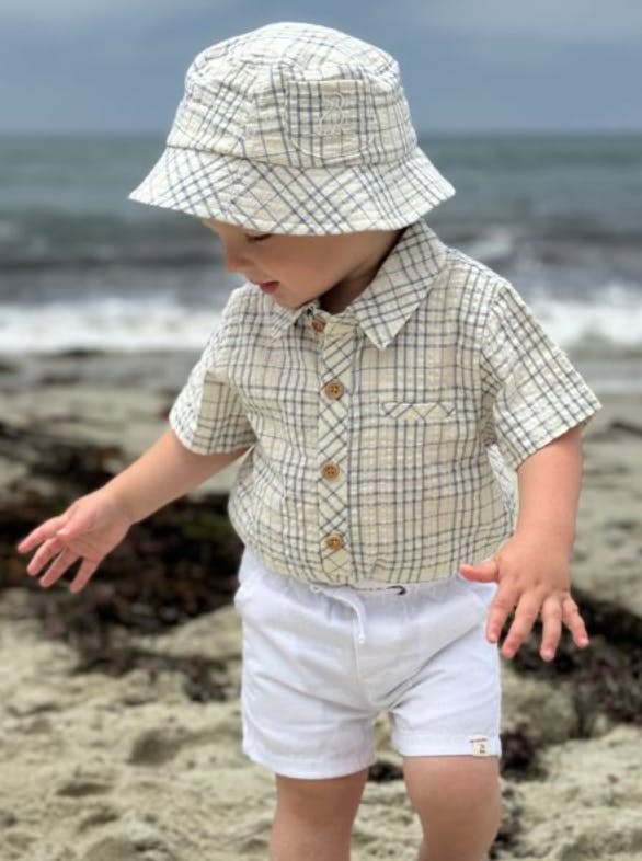 FISHERMAN Chambray/Cream Plaid Bucket Hat