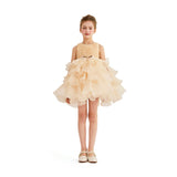 Cream Cliffara Floral Ruffle Occasion Dress