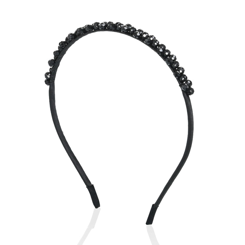 Black Beaded Edge Headband
