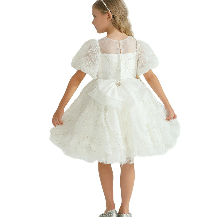 White Laced Tulle Flower Wynfair Dress