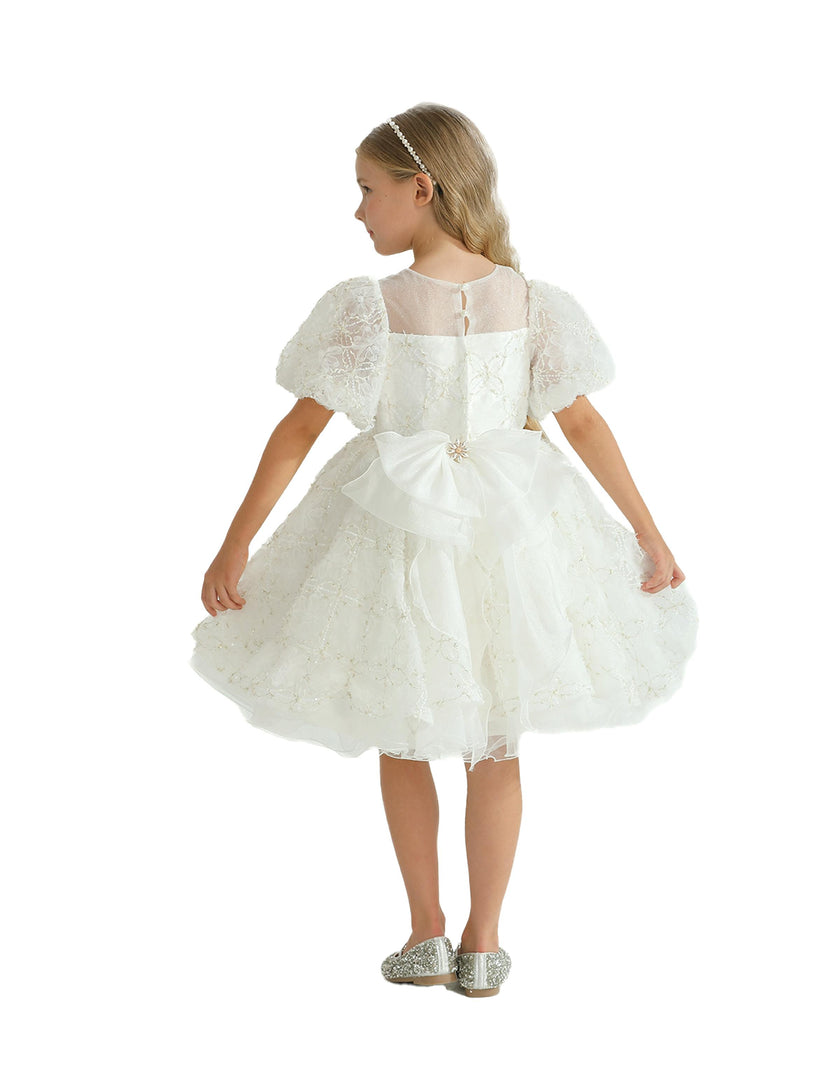 White Laced Tulle Flower Wynfair Dress