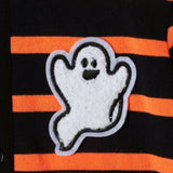 Infant Rugby Stripe Halloween Romper W/Ghost Patch