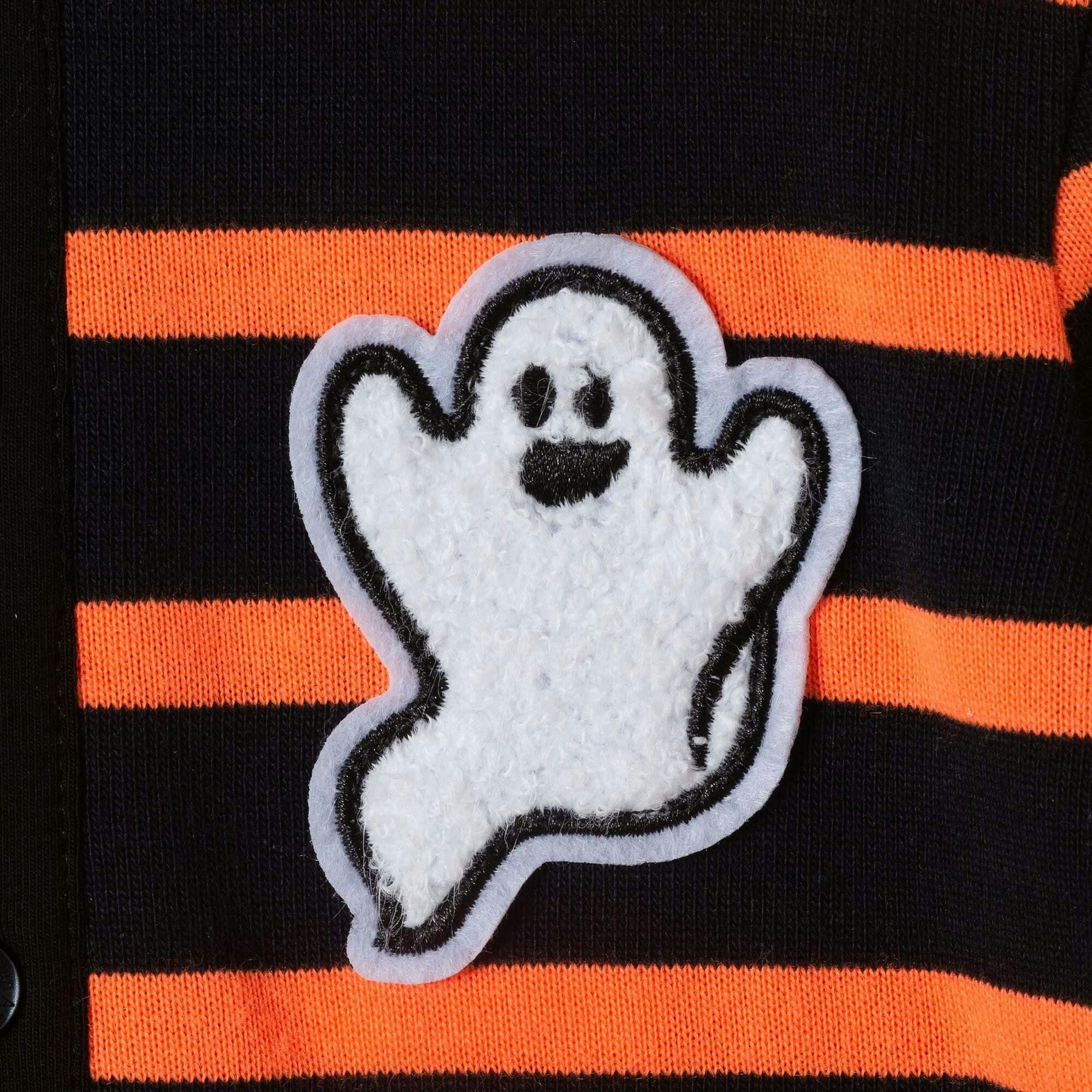 Infant Rugby Stripe Halloween Romper W/Ghost Patch