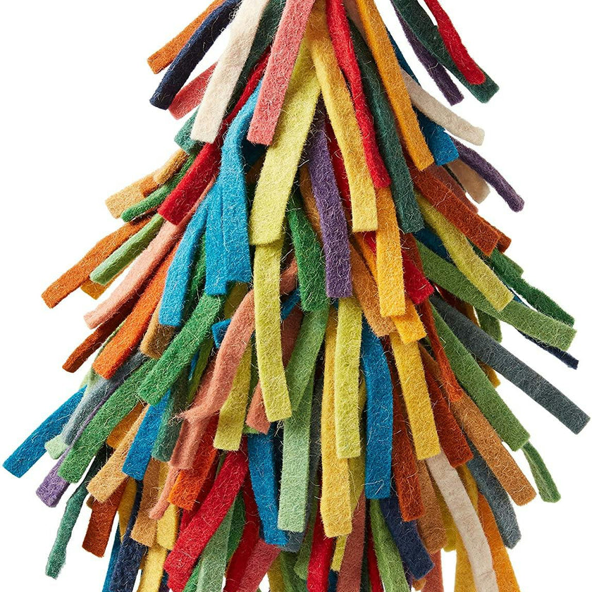 Handmade Hand Felted Wool Christmas Tree Topper - Multicolor Fringe Arcadia Home