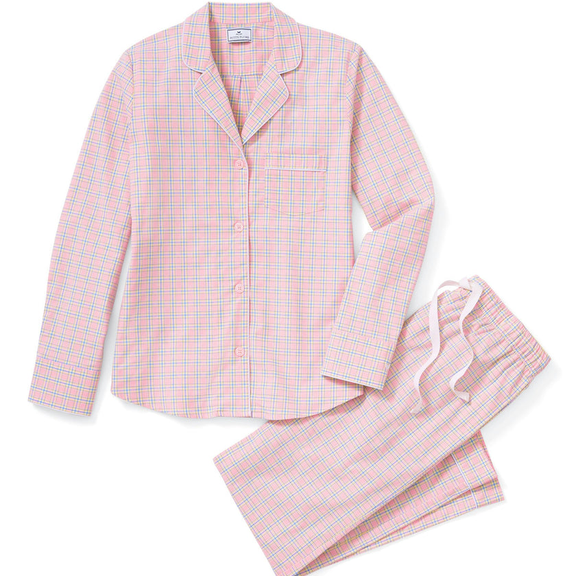 Women's Twill Pajama Set in Peony Plaid
