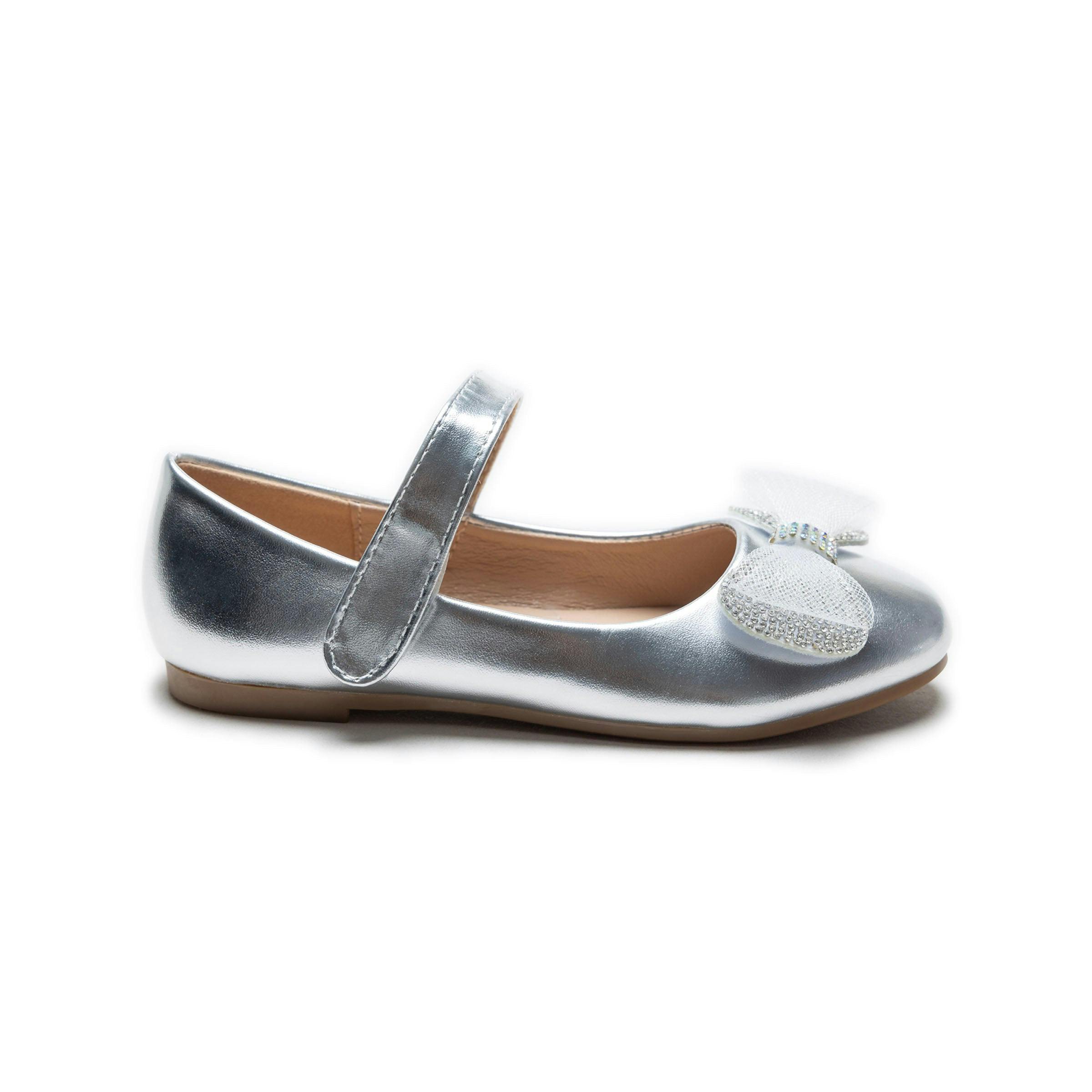 Silver Lydia Bow Flats