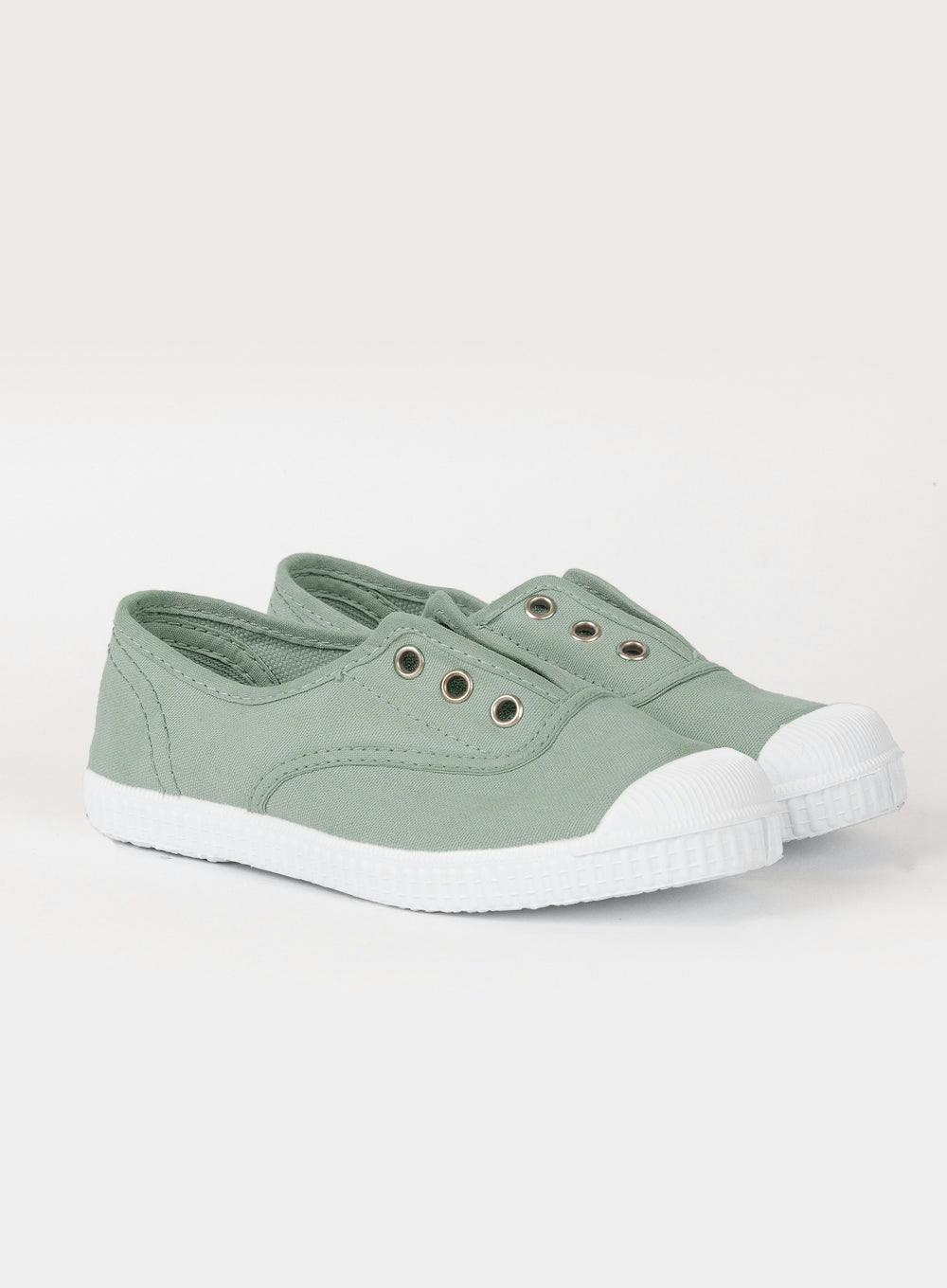 Hampton Canvas Plum Plimsolls in Olive