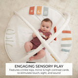 Beautiful Baby Play Gym & Tummy Time Mat - Soft Cotton Mat with 4 Cute Toys & Cards - Perfect Activity Area for Your Girl/Boy - Stylish Infant Floor Playmat