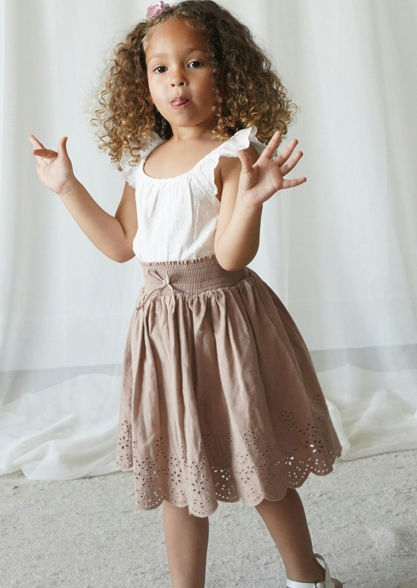 Noemiè | Anglaise Corduroy Skirt | Monkfruit