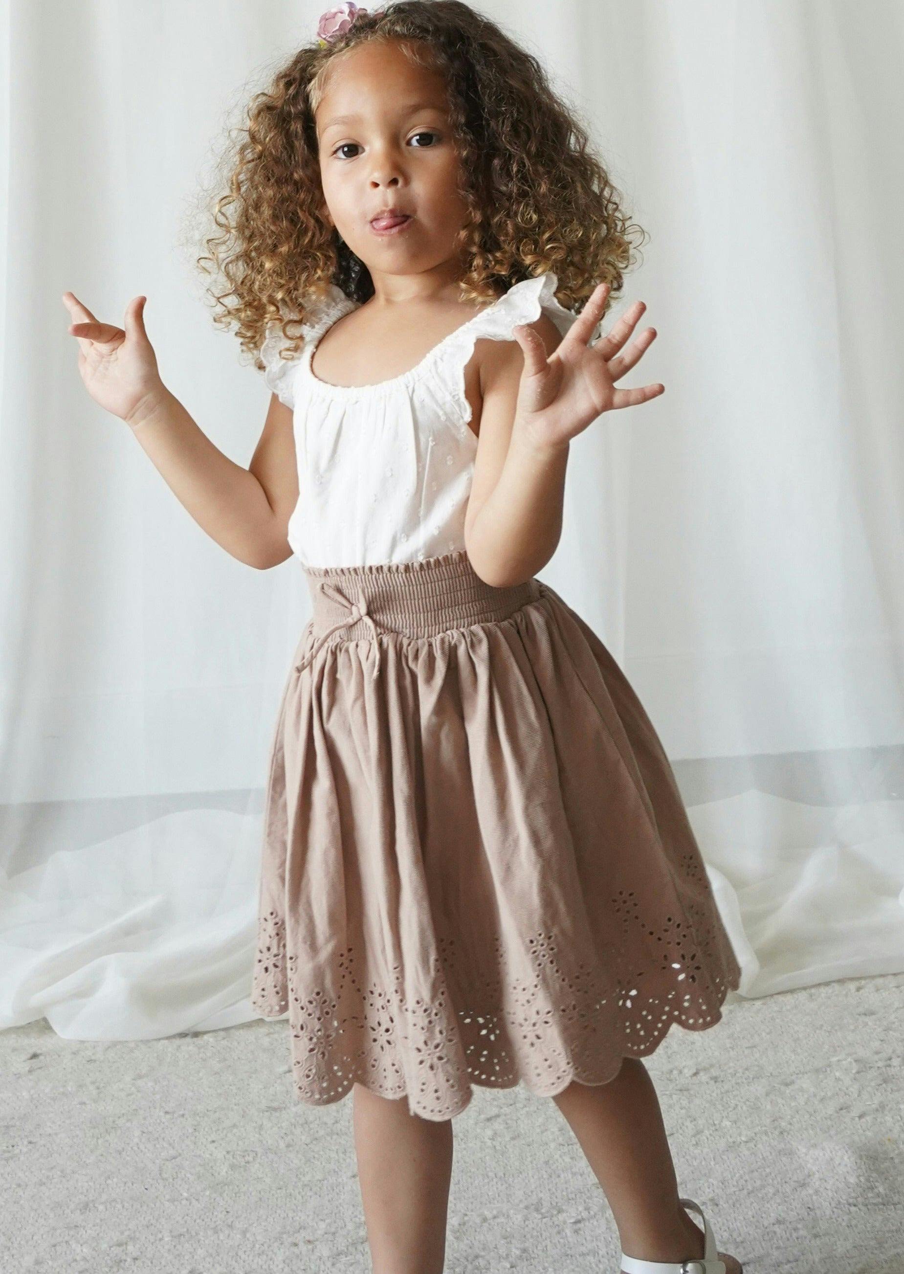 Noemiè | Anglaise Corduroy Skirt | Monkfruit