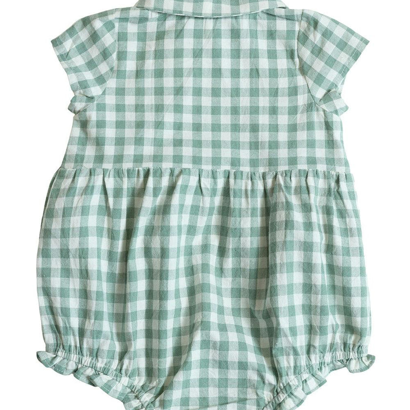 Baby Amber Romper in Sage Gingham
