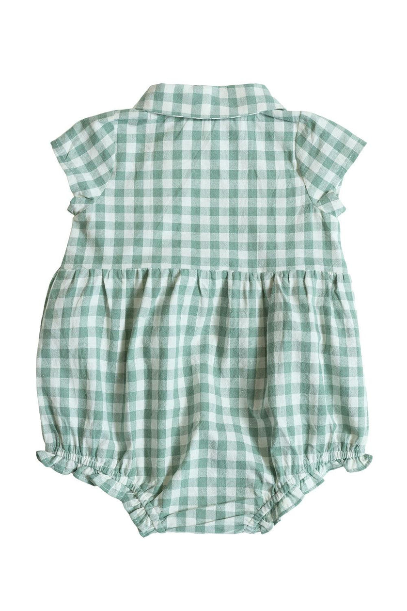 Baby Amber Romper in Sage Gingham