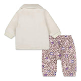 White Cardigan & Pink Trousers Set