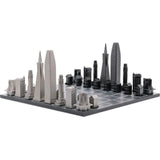 Chess Set Stainless Steel SAN FRANCISCO with Wood Map Board