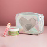 Holographic Glitter Heart Cosmetic Bag