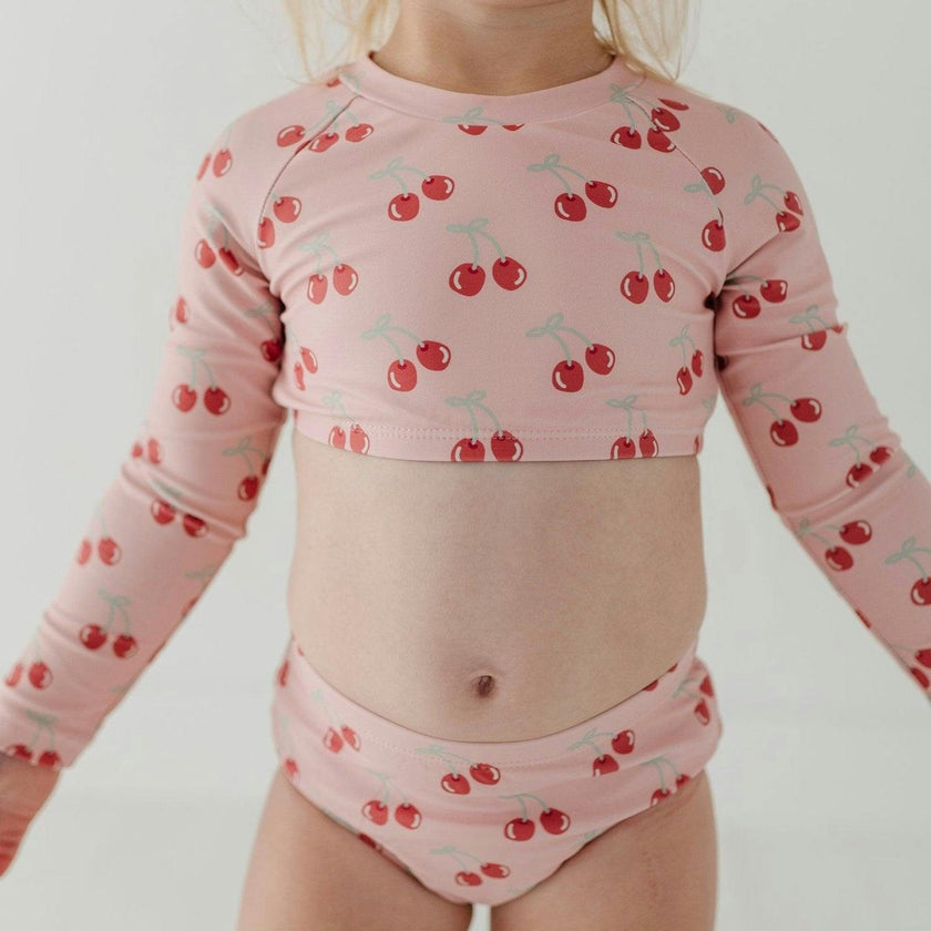 Girls Crop Two-Piece Swimsuit in Cherries
