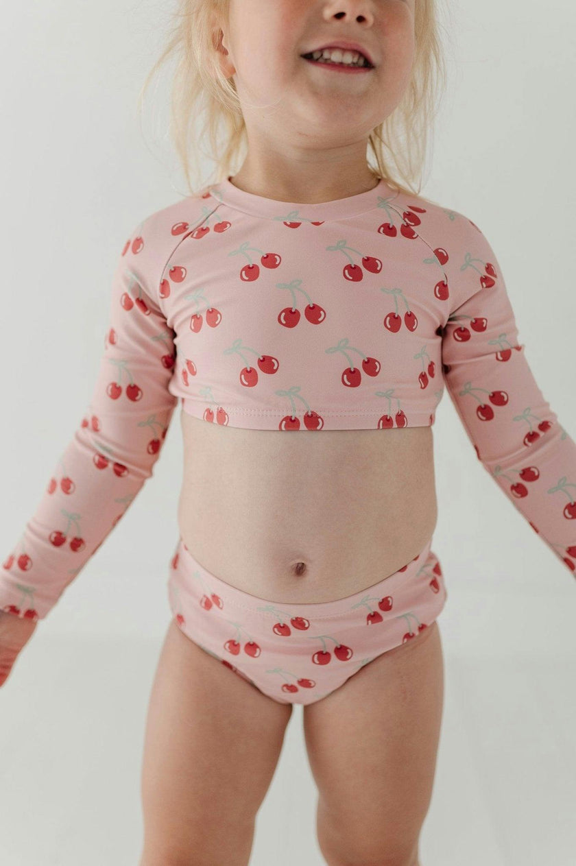 Girls Crop Two-Piece Swimsuit in Cherries